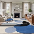 thumbnail image 2 of Area Rug 60×96in, Vintage Abstract Blue Color Block Floor Carpet Living Room Rug, Minimalist Boho Leaves Non-Slip Welcome Mat Indoor Rugs for Bedroom Dining Room, 2 of 9