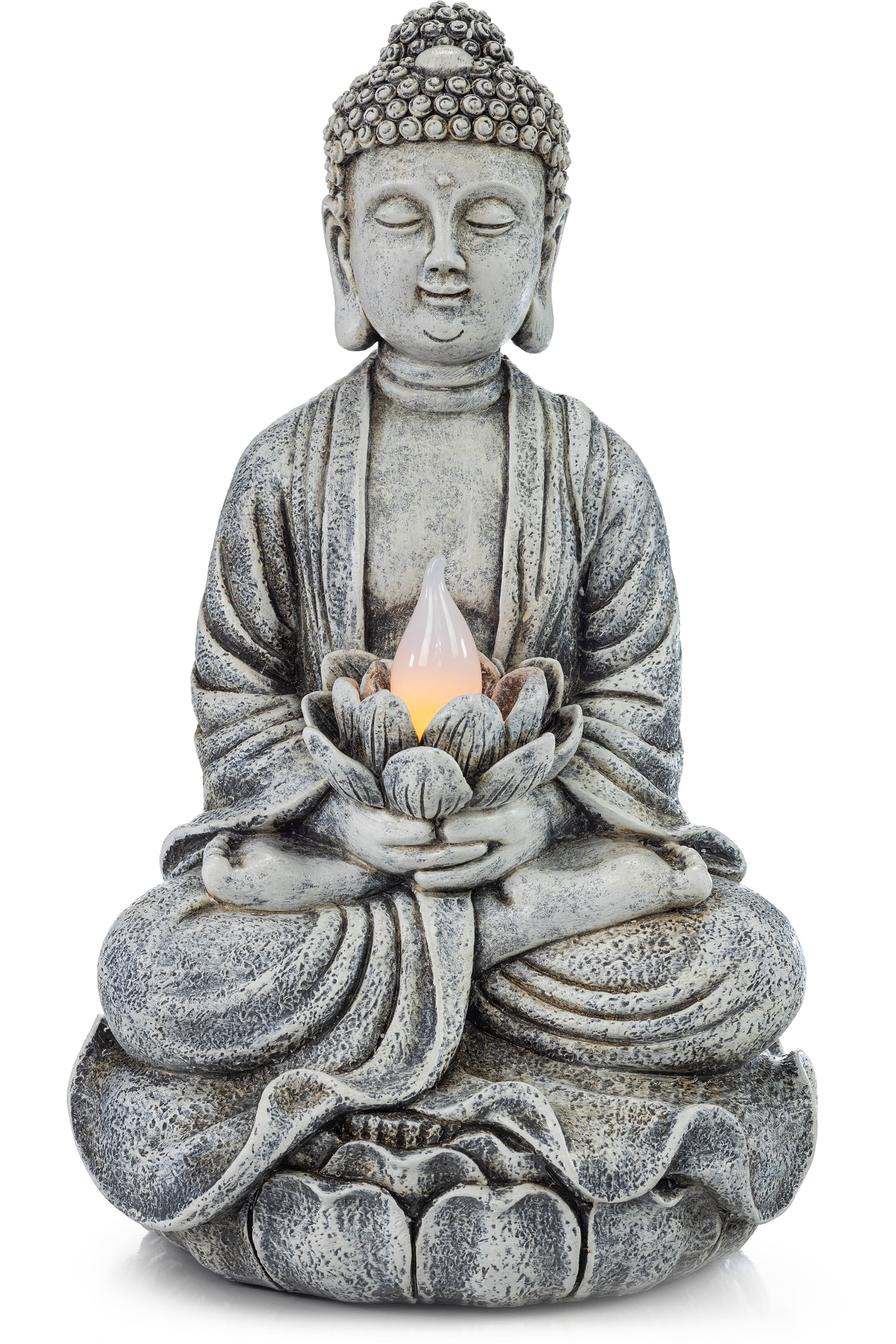 VP Home Zen Buddha Solar Powered Flickering LED Outdoor Decor Garden
