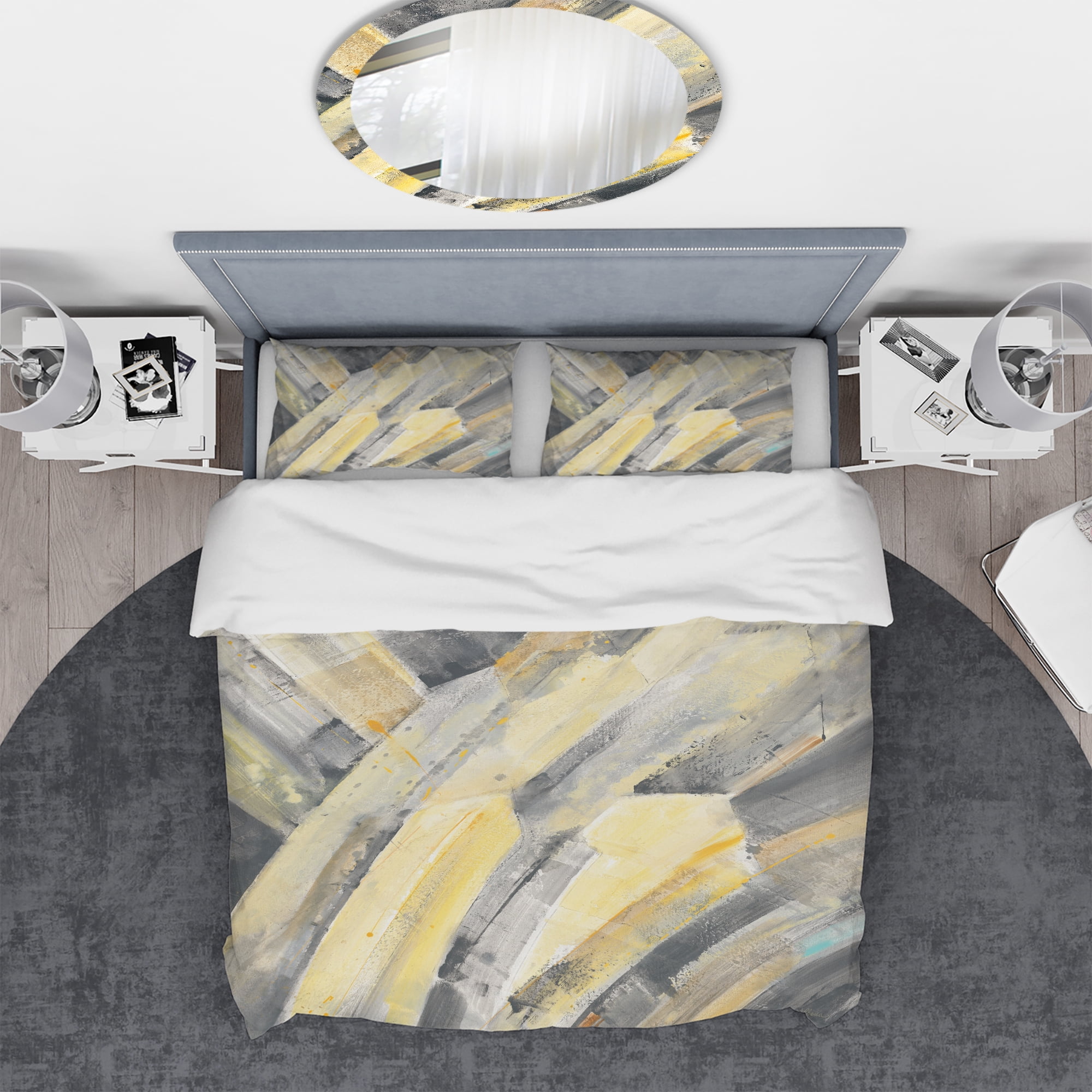 Designart 'Geometric Beige Glacier' Geometric Duvet Cover Set