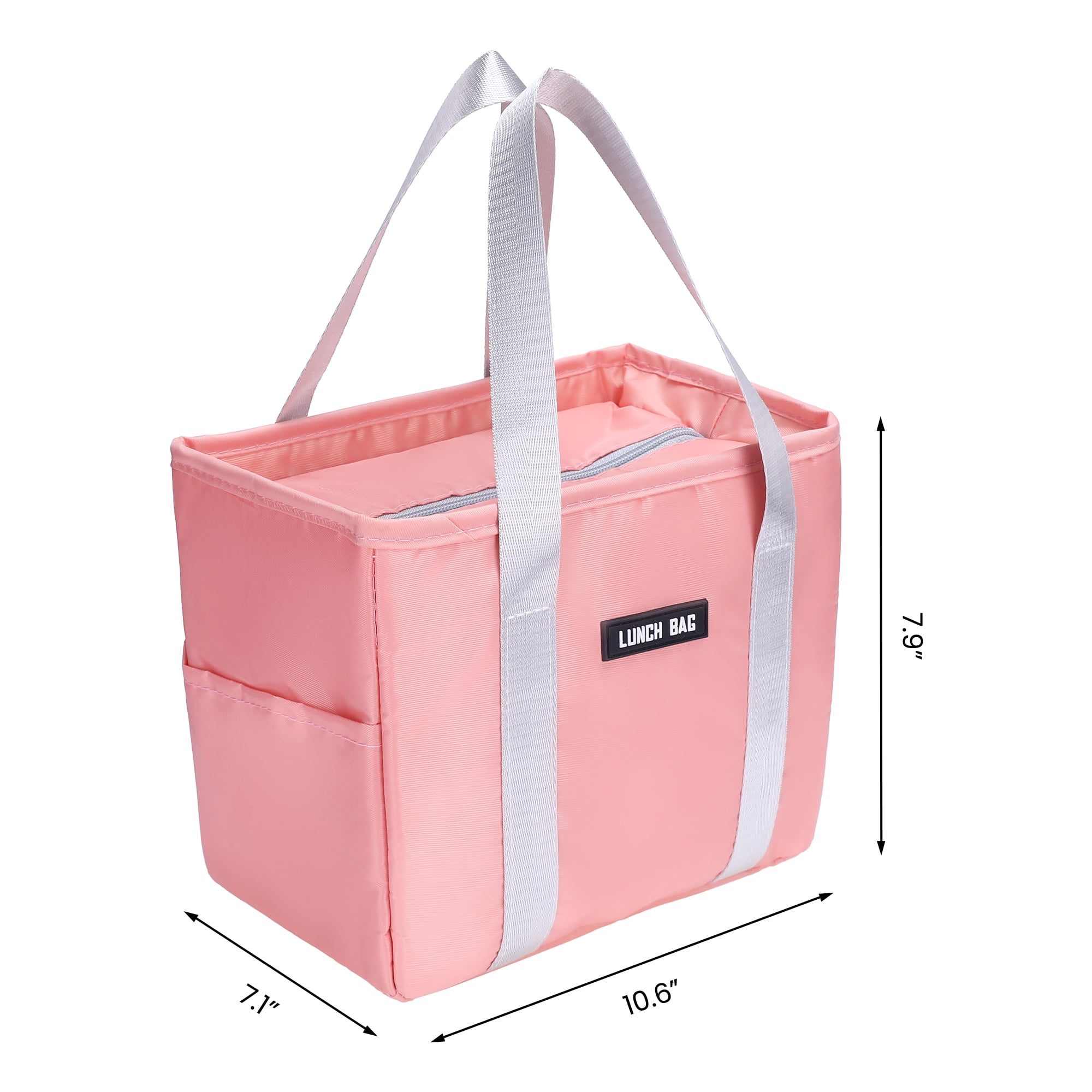 Unique Bargains Insulated Lunch Bag for Women and Men for Work Office Pink