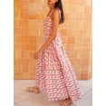 thumbnail image 6 of Women's Striped Tie Shoulder Tiered Maxi Dress with Smocked Bodice 80% polyester and 20% cotton fabric ideal for events, 6 of 6