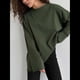 thumbnail image 4 of Camisetas de Larga con Cuello Redondo Extragrande para Mujer, Blusas Básicas de Otoño, Ropa Informal de Entrenamiento Y2K. Verde L, 4 of 7