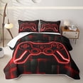 thumbnail image 2 of Erosebridal Bright Gamepad Twin Quilt Set,Red Gaming Plaid Twin Coverlet Set For Boys,2-Piece, 2 of 5