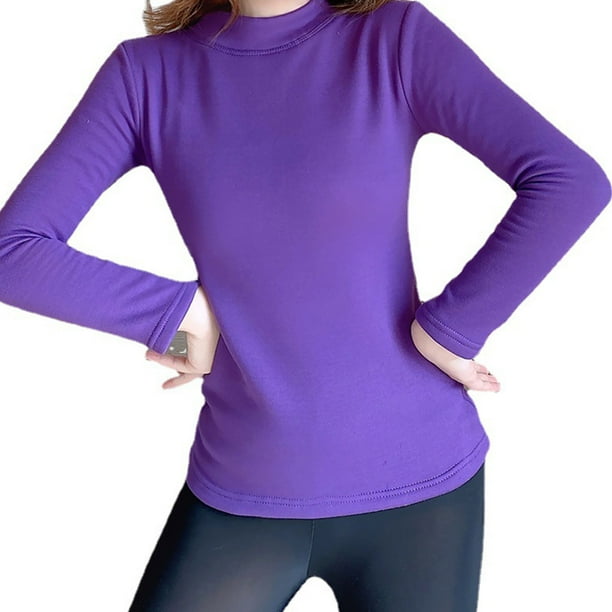 Minnieouse Camisa térmica, ropa de abrigo, suministros para mujeres, Top lavable, lencería larga, ropa interior de invierno ajustada gruesa y Ropa interior Violeta XXL Minnieouse AP013712-07