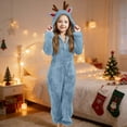 thumbnail image 2 of TBWNWG Girls Winter Hooded Romper Jumpsuit Soft Reindeer Design Warm Cozy Playwear For Toddler Kids,Sizes 12-13 Years, 2 of 6