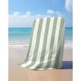 thumbnail image 4 of Sage Green Striped Beach Towels Oversized Super Absorbent, Farmhouse Sage Green Stripes Lightweight Bath Towel Quick Dry Sets For Bathroom/Pool/Rv Camping/Beach Play/Gym Room/Picnic 30"x60", 4 of 8