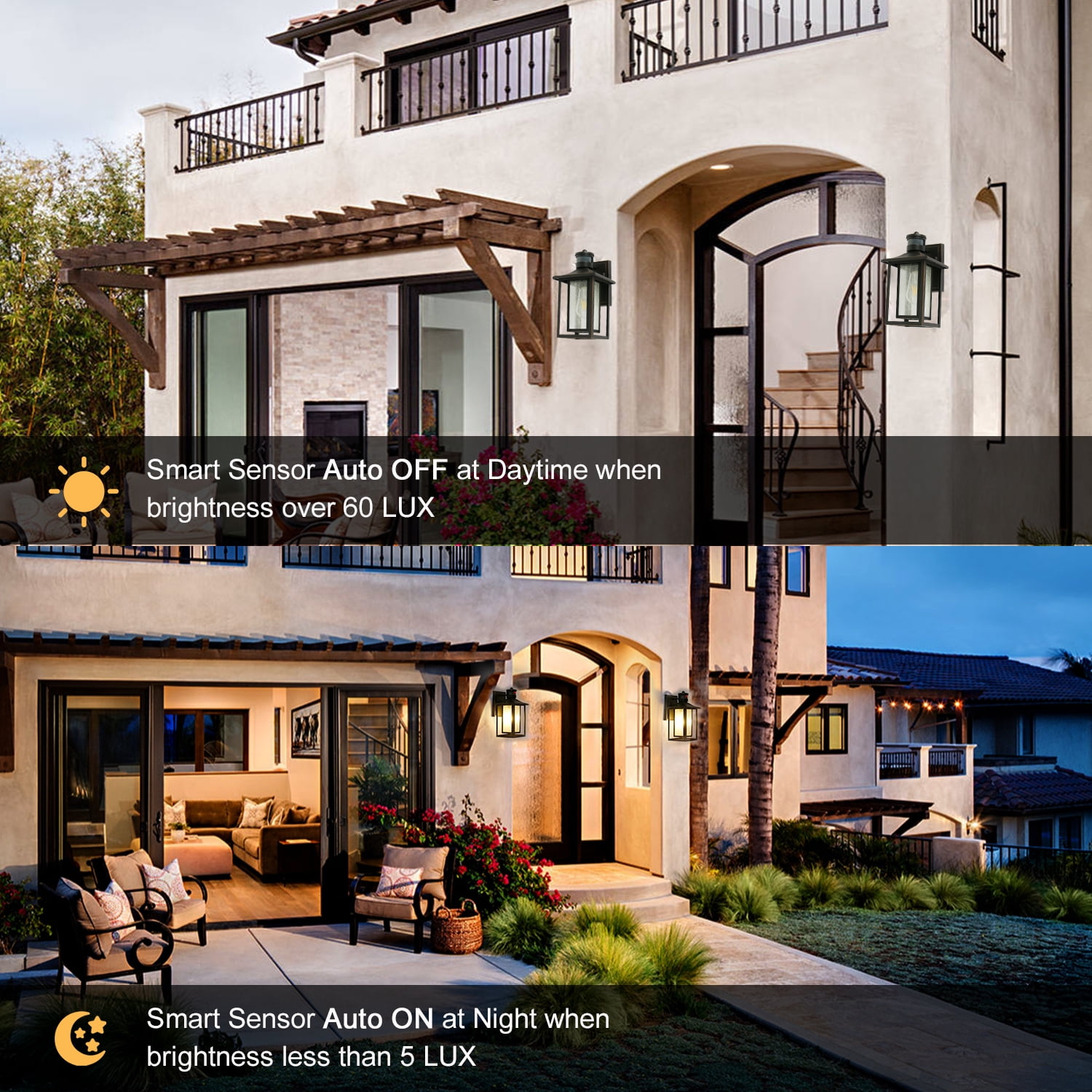 UMEILUCE Motion Sensor LED Outdoor Dusk to Dawn Black Wall Lights