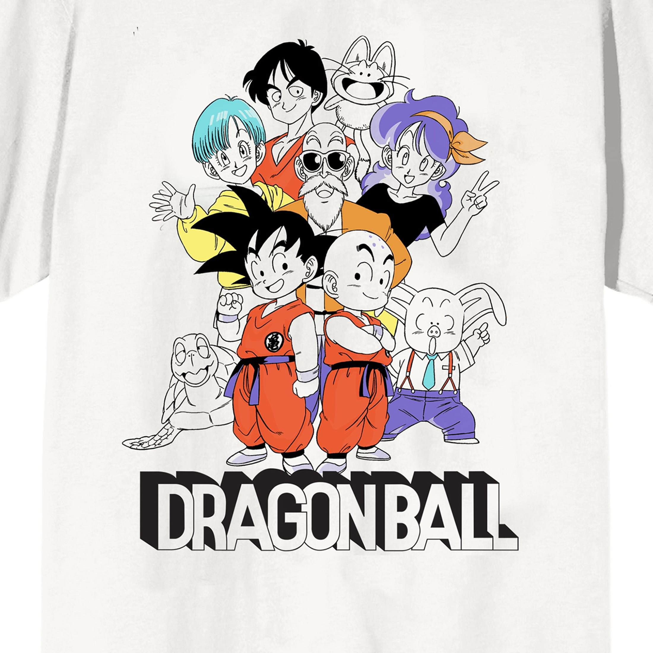 Dragon Ball Classic Group Image Crew Neck Short Sleeve Men's White