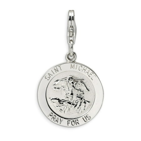 - Solid 925 Sterling Silver Saint Michael Medal with Lobster Clasp Pendant Charm (18mm x 40mm)