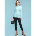 thumbnail image 5 of Made by Johnny Women's Long Sleeve Rib Turtleneck Top Pullover Sweater M AQUA, 5 of 6