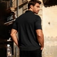 thumbnail image 4 of Kixjoy Black Shirts for Men Short Sleeve Button Down Big and Tall T Shirts Collared Casual Cozy Dress Shirt Lightweight Basic Trendy T-Shirts with Pockets, Black 3XL, 4 of 5