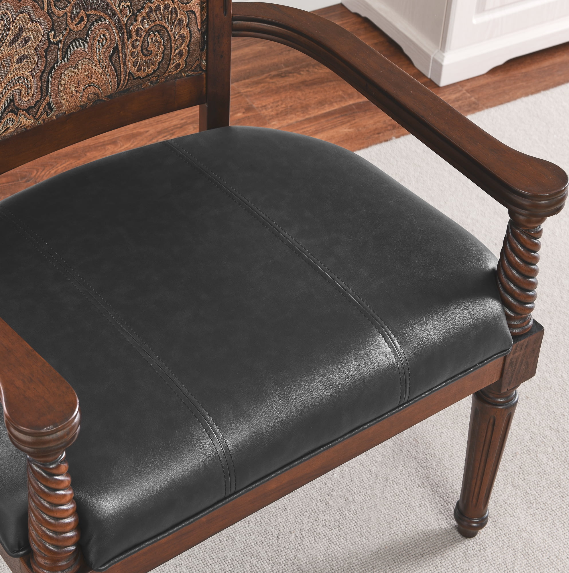 Resenkos European-Style PU leather Wood Dining Chairs Carved Armchair Cffice Chairs Walnut Resenkos European-Style PU leather Wood Dining Chairs Carved Armchair Cffice Chairs Walnut