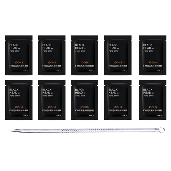 RAGUPEL 10 Blackhead Remover Strips - Pore Strips Individually Sealed Concentrated Liquid For Face, Nose, Back, Plus 1 Blackhead Extractor Tool Stainless Steel