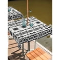 thumbnail image 2 of Outdoor Tablecloth with Umbrella Hole for Patio/Picnic/Party/Camping, Black White Boho Waterproof Table Cloth Square Cover Washable, Vintage Abstract Art Ethnic Tribe (54"x 54"), 2 of 8