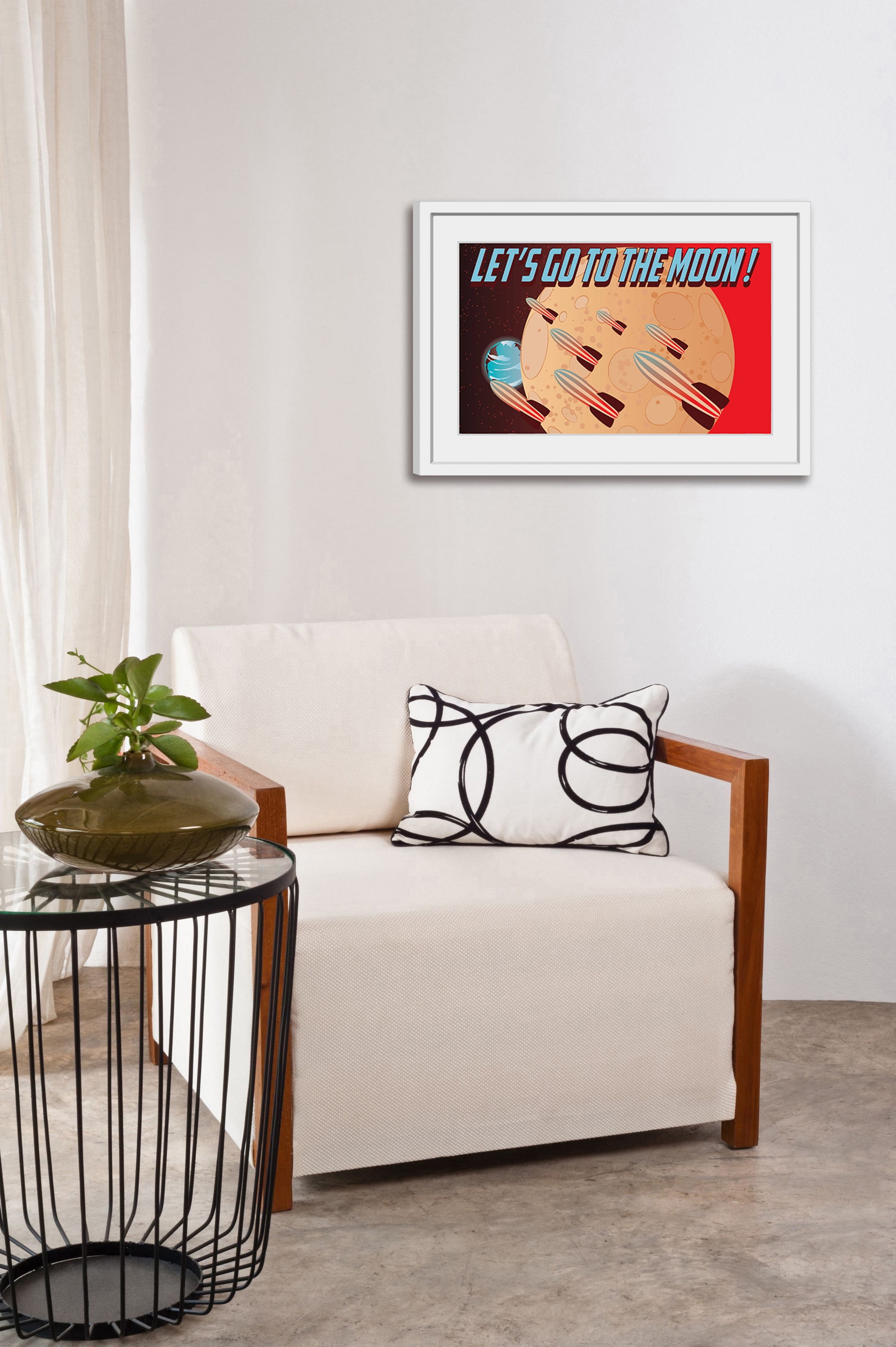 "Let's Go to the Moon!" Framed Painting Print