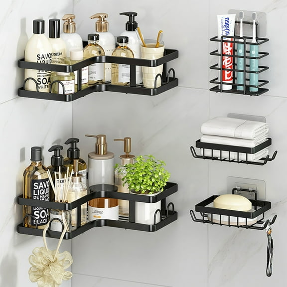 Shower Caddy, 5 Pack Rustproof Stainless Steel Bath Organizers With Large Capacity, No Drilling Shelves for Bathroom Storage & Home Decor