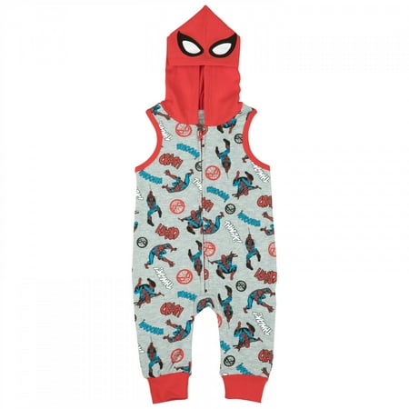 

Marvel Spider-Man Mask And All Over Print Sleeveless Hooded Romper-24 Months