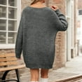 thumbnail image 4 of Huowey Women Ribbed Knit Sweater Dress Casual V Neck Long Sleeve Pullover Relaxed Loose Fit Elegant Dresses Above Knee Length For Winter Oversized Dailywear, 4 of 6