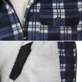 thumbnail image 2 of Men's Heavyweight Flannel Zip Up Fleece Lined Plaid Sherpa Jacket (MFJ Navy (No Hood), L), 2 of 2