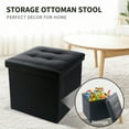 thumbnail image 6 of LotFancy 13 in Faux Leather Storage Ottoman Cube,Square Foot Stool Ottoman with Storage,Black, 6 of 8