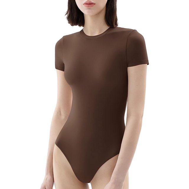 Body de manga corta con cuello redondo para mujer Camiseta de la colección Smoke Cloud TopsChocolate3X-Large esquí esquí Gafas de esquí