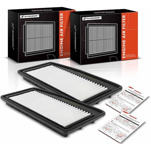 A-Premium 2-PC Engine Air Filter Compatible with Chevrolet Spark 2012 2013 2014 2015, L4 1.2L, Rigid Panel, Replace# 96910360