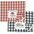 thumbnail image 2 of Serafina Home Farmhouse Fall Kitchen Towels: Plaid Terracotta and Black and White Check Dish Towels with Country Truck Hauling Harvest Pumpkins Patch, This Way to The Seasonal Fun!, 2 of 4