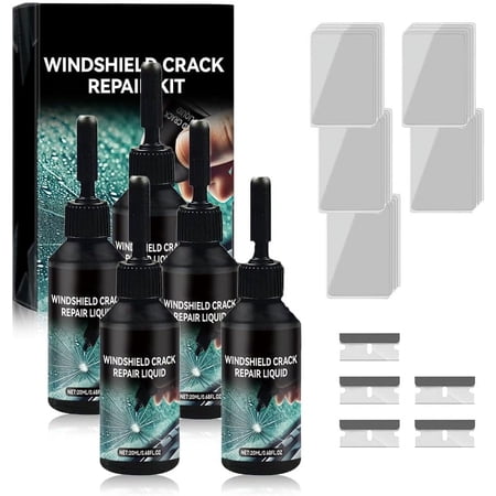 Windshield Crack Repair Kit, 2025 New Cracks Gone Glass Repair Kit, Upgrade Car Windshield Crack Repair Fluid for Chips and Cracks, Glass Crack Repair Liquid for Automotive Windscreen Tool (5 Set)