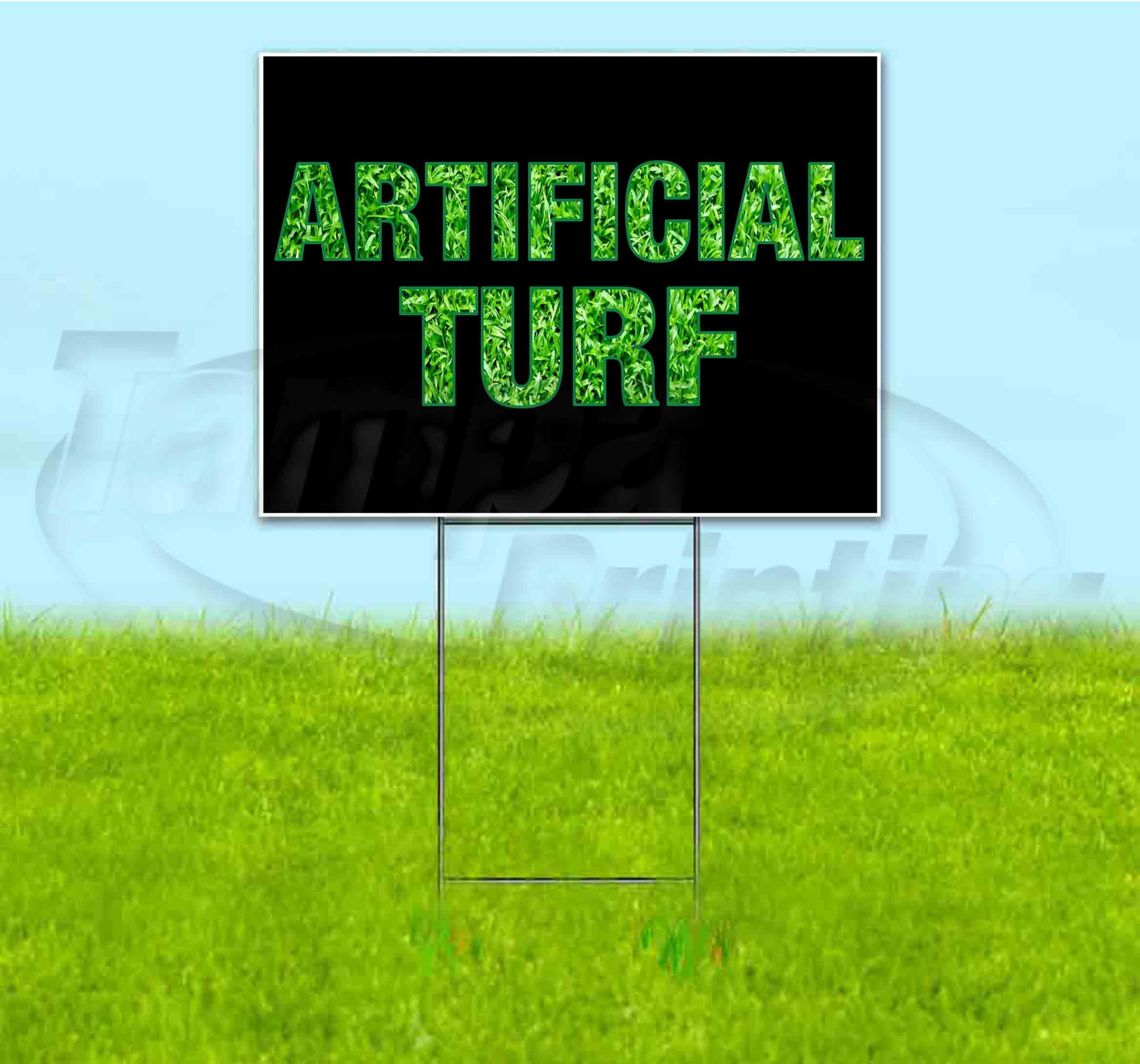Artificial Turf (18" x 24") Yard Sign, Includes Metal Step Stake