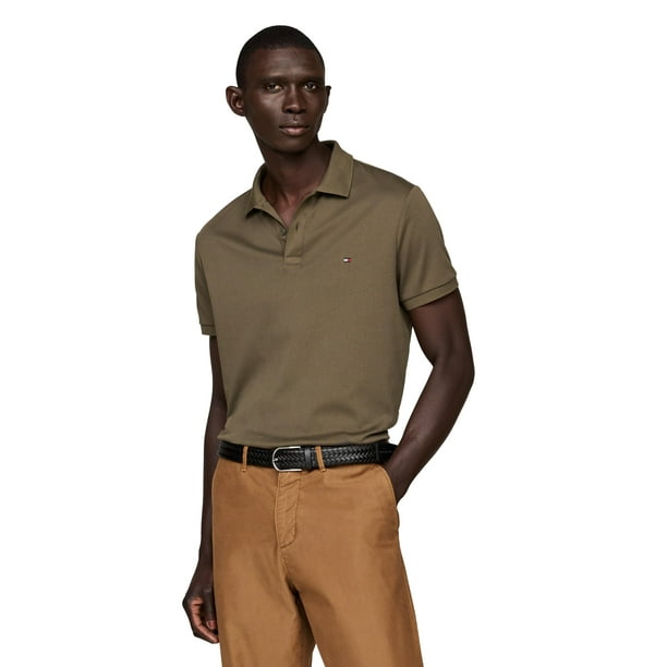 Polo Tommy Hilfiger de algodón líquido, color verde militar regular