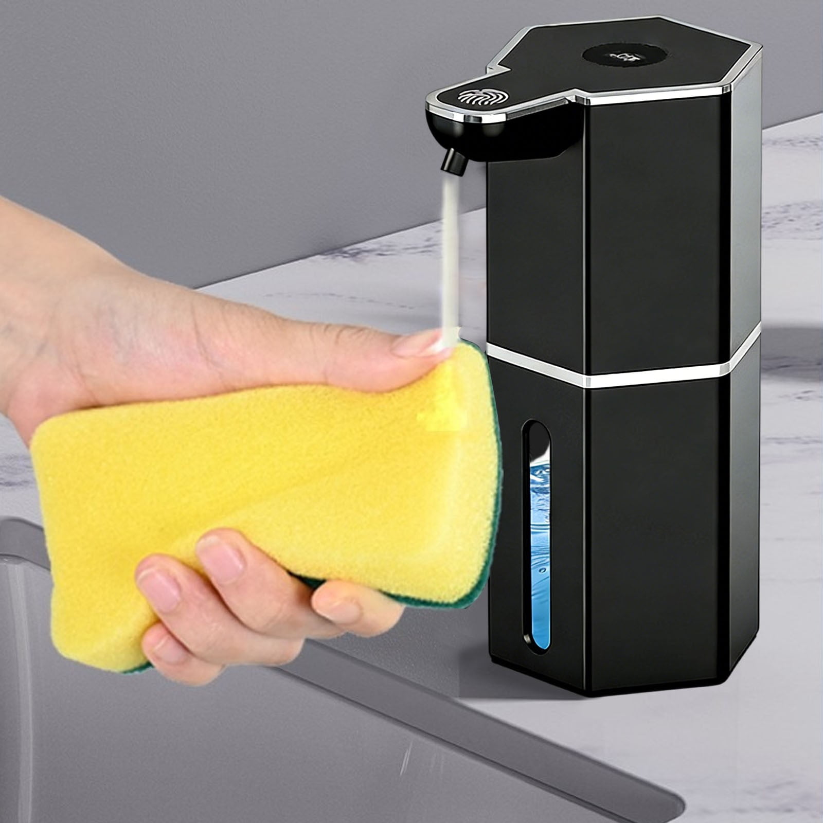 BinKFF Automatic Liquid Soap Dispenser,4-Level Adjustable, Wall Mount,USB Rechargeable,10.7oz/360ml,Touchless Hand & Dish Soap Dispenser for Bathroom, Kitchen,Hotel, Restaurant