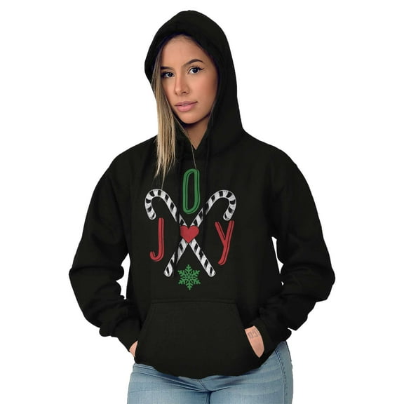 Festive Christmas Candy Cane Joy Hoodie Sweatshirt Women Brisco Brands S