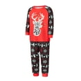 thumbnail image 3 of Christmas Family Pajamas Matching Set, Long Sleeve Deer Print T-shirt with Snow Print Pants Sleepwear Loungewear, 3 of 10