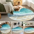 thumbnail image 6 of Summer Beach Coastal Round Rugs 8ft, Watercolor Seaside Waves Ocean Non Slip Washable Rug Runner, Low Pile Indoor Floor Carpet Mat Bathroom Rugs for Living Room, Bedroom, Kids Room, 6 of 9