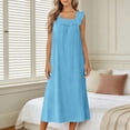 thumbnail image 2 of Miluxas Ladies Solid Sleeveless Sleep Dress Square Neck Ruffle Detail Loose Fit Maxi Dress Soft Comfy Nightgown for Relaxing and Home Lounging Blue, 2 of 9