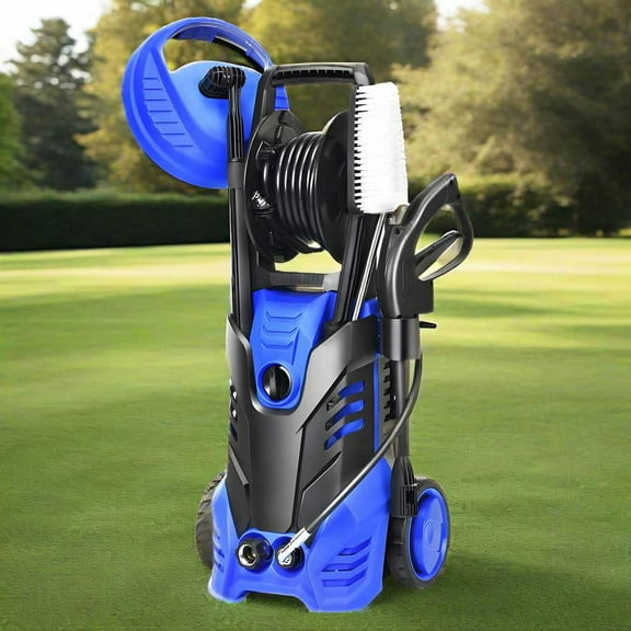 Spaco 2000W 3000 PSI Electric High Pressure Washer, Pressure Washer with 5 Nozzles and Hose Reel, Blue