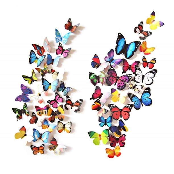 38 pegatinas de pared de mariposas, pegatinas de decoración de pared de mariposas 3D para decoración de pared del hogar, decoración de habitación y guardería