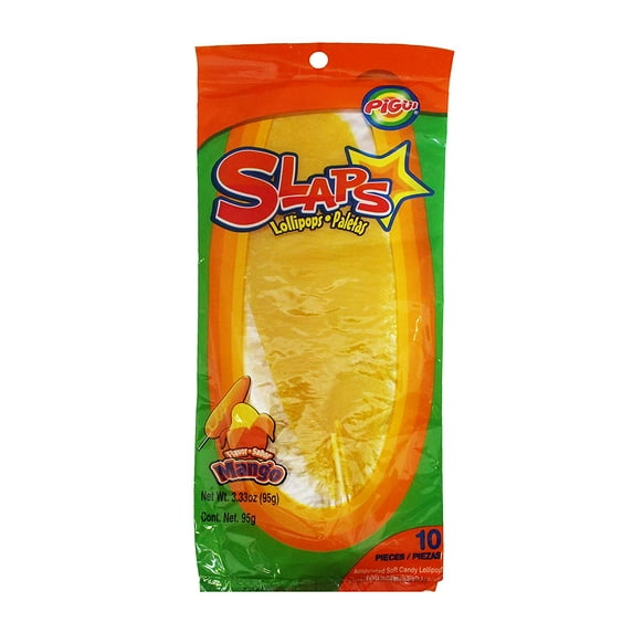 Dulces Pigui Slaps Mango Flavor Paletas Mexican Candy (400 Lollipops)