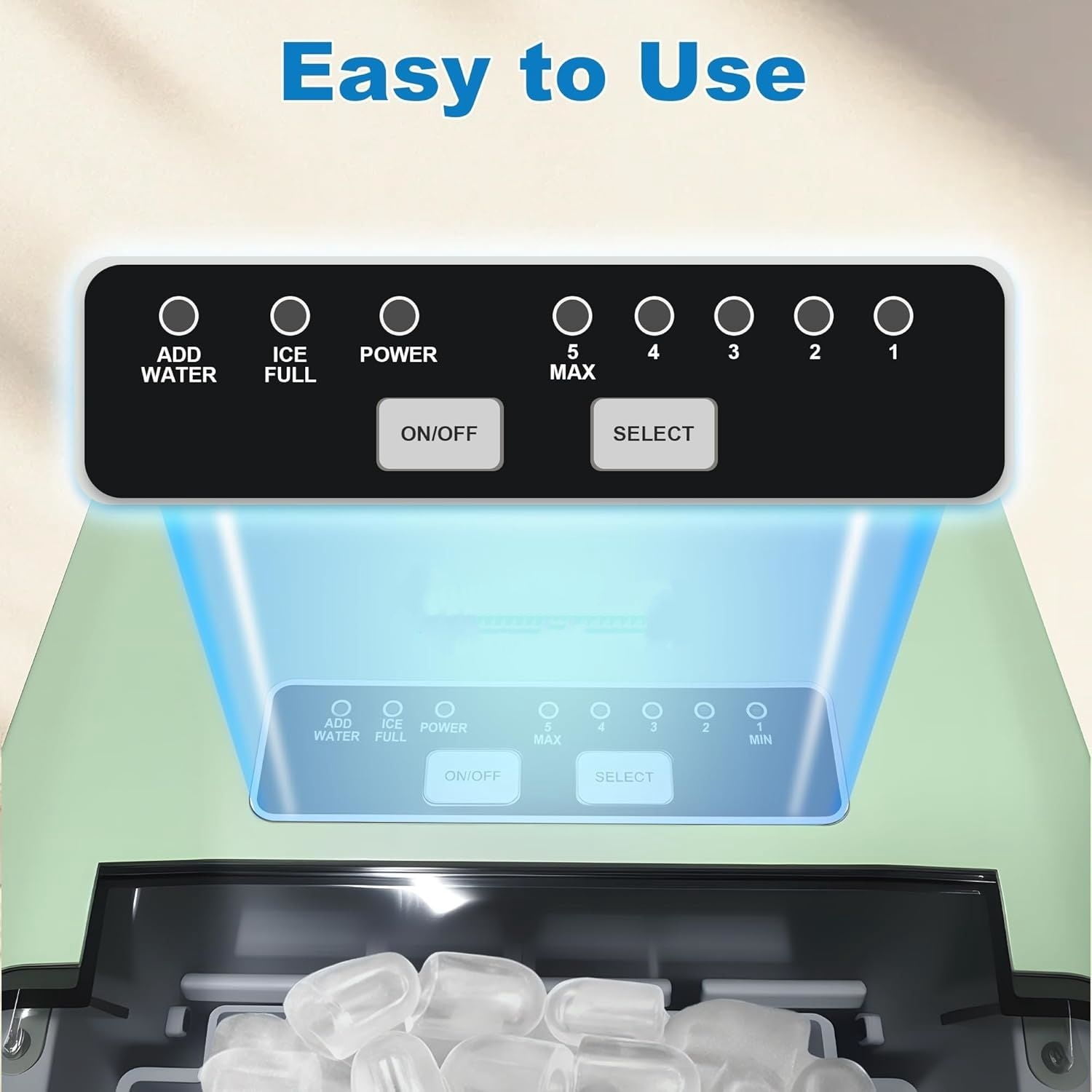 Ice Maker, 26.5lbs Per Day Ice Machine, 9 Ice Cubes Ready in 9 Mins Stainless Ice Makers Countertop for Home, Kitchen, Gift (Green)