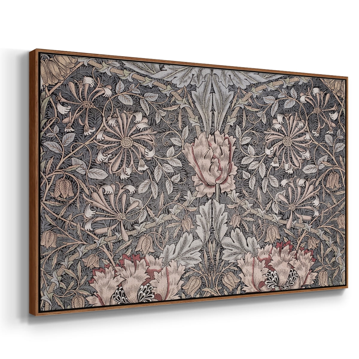 Vintage Abstract Print-XXX Framed in Walnut Wood Gallery Wrapped Canvas 25 in. x 37 in.
