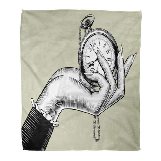 Ashleigh Flannel Throw Blanket Clock Woman Hand Retro Pocket Watch Vintage Drawing Old Girl Time Face 50x60 Inch Lightweight Cozy Plush Fluffy Warm Fuzzy Soft Walmart Com Walmart Com
