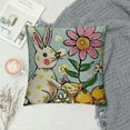 thumbnail image 2 of Chilfamy Easter Bunny Decorative Throw Pillow Covers  Rabbit Chick Eggs Carrot Daisy Flower Porch Outdoor Home Decor, Pink Plaid Check Stripes Polka Dots Farmhouse Couch Cushion Case，Multi-Size, 2 of 5