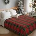 thumbnail image 2 of Fleece Blanket Christmas Red Tartan Blankets, Soft Cozy Warm Flannel Throw Blanket, Watercolor Gingham Check Blanket for Bed Couch Sofa,50x60In, 2 of 9
