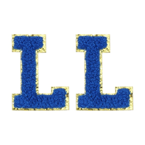 Uxcell Chenille Letter Patches 2.2" Self Adhesive Letter L Stick on Embroidered Patch for Clothing Repair (Blue, Pack of 2)