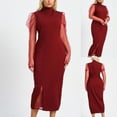 thumbnail image 2 of IROINNID Sheath Dress For Women Strapless Long Sleeve Sexy Slim-fit Bag Hip Plus Size Dress Round Neckline Solid Color Dress, 2 of 9