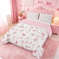 thumbnail image 2 of meiyoeat Pink Cute Flowers Full Size Comforter Sets For Girls,Kawaii Coquette Bowknot Bedding Comforter Set For Kids,Pink Reversible,3 Pieces, 2 of 7