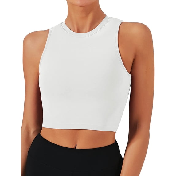 Natural Feelings Sports Bras for Women Removable Padded Yoga Tank Tops Sleeveless Fitness Workout Running Crop Tops