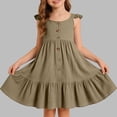 thumbnail image 2 of Vestido de Fiesta de Niña Bebé Color Sólido Plisado Casual con Botón Camisola Y Vestido de Princesa de Manga Larga Niñas de Moda Princesa Vestir, 2 of 6