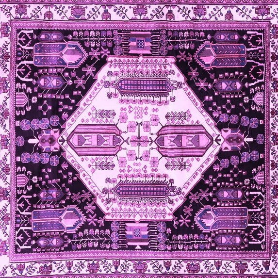 Ahgly Company Indoor Square Persian Purple Traditional Area Rugs, 7' Square