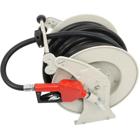 Portable Fueling Hose Reel with Fueling Nozzle Retractable 3/4 x 66 Diesel Hose Reel Automatic Fueling Gun for Industrial Machinery, Boats 300PSI